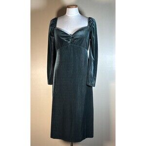 NWT BODEN Dark Green Velvet Stretch Sweetheart Neckline Dress US 8P Christmas